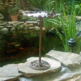 Garden Pixie/fairy Birdbath Cast Iron Rust Finish Patio, Lawn & Garden