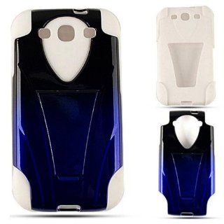 Cell Armor I747 PC JELLY 03 A005 ICG Samsung Galaxy S III I747 Hybrid Fit On Case   Retail Packaging   Two Tones Black and Blue Cell Phones & Accessories
