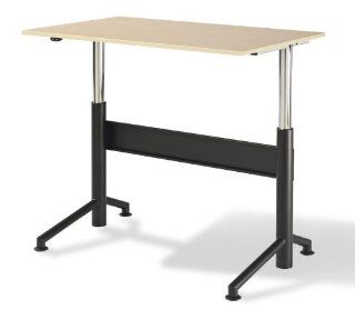 VertdeskTM 30" x 48" Electric Adjustable Stand Up Desk (Hardrock Maple with Black Base)  Office Desks 