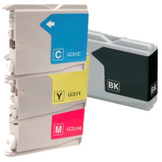 Brother Lc51 Bcym Compatible Ink Cartridge Set (remanufactured) (pack Of 4)