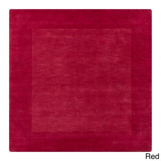 Hand Loomed Bermuda Solid Bordered Tone on tone Wool Area Rug (8 Square)