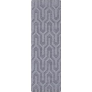 Hand Loomed Lille Solid Tone on tone Geometric Wool Area Rug (26 X 8)