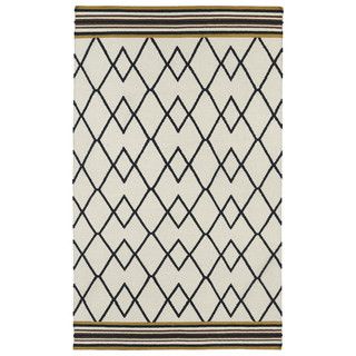 Flatweave Tribeca Ziggy Black Wool Rug (2 X 3)