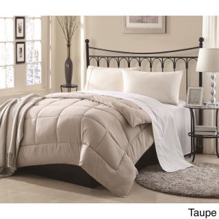 Private Lennox Overfilled Solid Color Microfiber Down Alternative Comforter Tan Size Twin