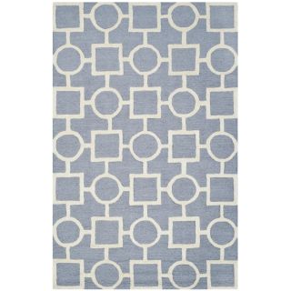 Safavieh Handmade Moroccan Cambridge Geometric pattern Light Blue/ Ivory Wool Rug (8 X 10)