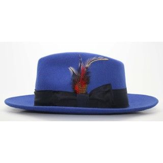 Ferrecci Mens Royal Blue/ Navy Fedora Hat