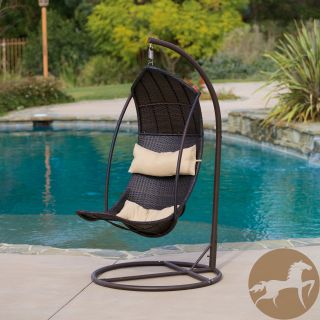 Christopher Knight Home Outdoor Brown Wicker Swinging Lounge Chair