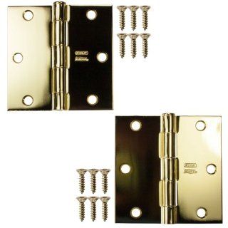 Stanley Hardware 741 3 1/2" X 3 1/2" Square Corner Residential Hinge in Bright Brass   Door Hinges  