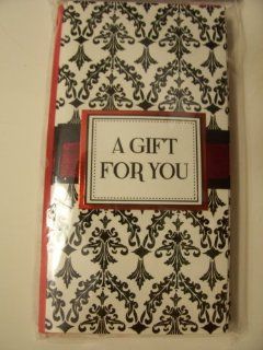 Voila Set of 6 Handmade Wallet Money/Gift Card Holders ~ A Gift For You (Black Scroll on White with Red Ribbon Center) Health & Personal Care