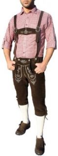 Knee Lenght Pants/ Breeches Made of Suede Leather With Suspenders, ColorDark Brown, Size50 Toys & Games