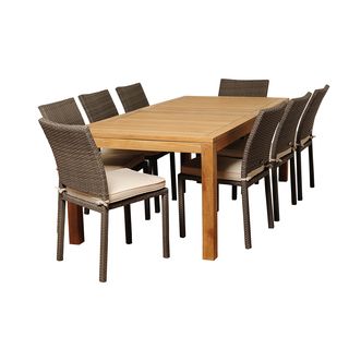 Sofia 9 piece Teak And Wicker Outdoor Dining Set