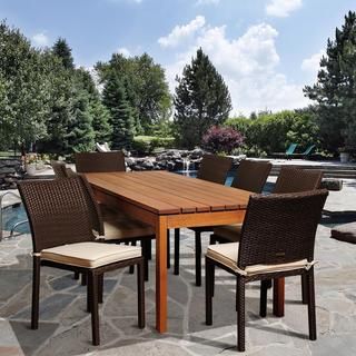 ia Francine 9 piece Wood/ Wicker Outdoor Dining Set Brown Size 9 Piece Sets