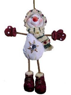 Spring Legged Snowman Ornaments with a Red Hat [3439271R]   Decorative Hanging Ornaments