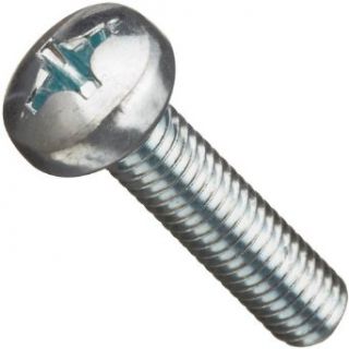 Steel Machine Screw, Zinc Plated Finish, Pan Head, Phillips Drive, Meets DIN 7985, 16mm Length, Fully Threaded, M8 1.25 Metric Coarse Threads (Pack of 25)