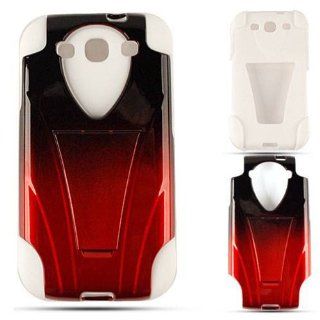 Cell Armor I747 PC JELLY 03 A005 AG Samsung Galaxy S III I747 Hybrid Fit On Case   Retail Packaging   Two Tones Black and Red Cell Phones & Accessories