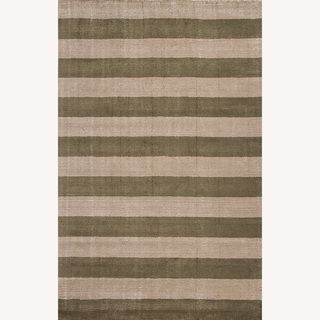 Hand tufted Geometric Pattern Green/beige Wool/art Silk Rug (8x10)