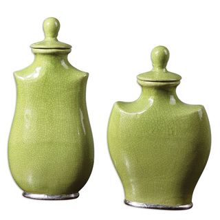 Irwyn Bright Green Ceramic Containers (set Of 2)