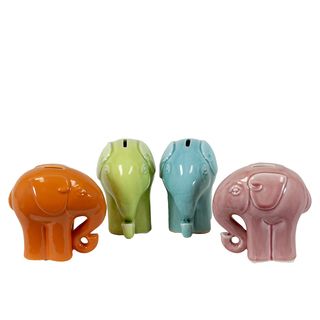 Assorted Ceramic Elephant Banks (set Of 4)