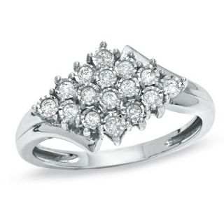 CT. T.W. Diamond Cluster Bypass Ring in 10K White Gold   Zales