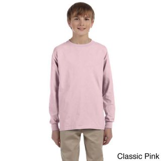 Jerzees Youth Boys Heavyweight Blend Long sleeve T shirt Pink Size L (14 16)