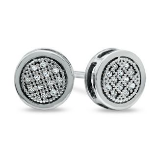Diamond Accent Micro Pavé Round Stud Earrings in 10K White Gold