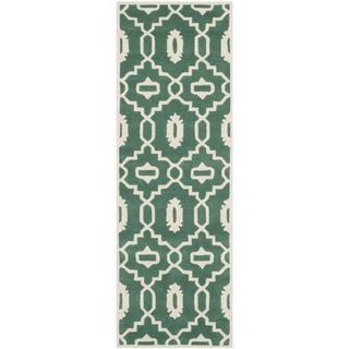 Safavieh Handmade Moroccan Chatham Trellis Pattern Teal/ Ivory Wool Rug (23 X 7)