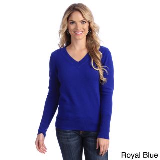 Luigi Baldo Italian Made Luigi Baldo Womens Italian Cashmere Classic V neck Sweater Blue Size S (4  6)