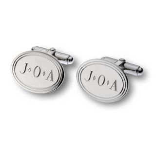 Mens Oval Cuff Links in Sterling Silver (1 3 Initials)   Zales