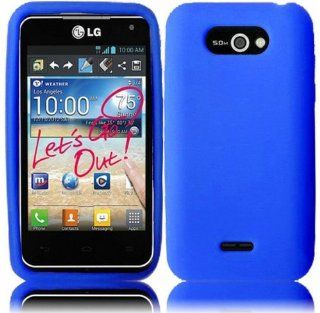 VMG LG Motion 4G MS770 Silicone Skin Case Cover   BLUE Premium 1 Pc Soft Sili Cell Phones & Accessories
