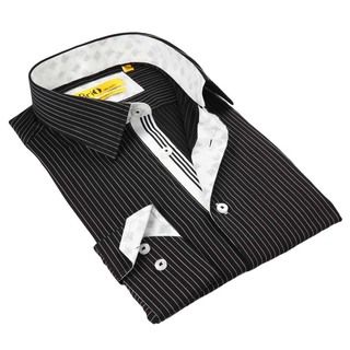 Coogi Brio Black Stitched Collar Mens Shirt Black Size S