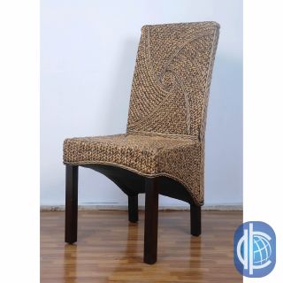 International Caravan Lambada Woven Hyacinth Dining Chairs With Mahogany Hardwood Frame (set Of 2)