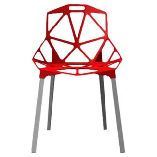 Magis Chair One Stacking Set (Set of 4) MGE00. Seat Finish Red Aluminum Legs