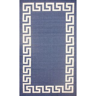 Nuloom Flatweave Greek Key Blue Wool Rug (5 X 8)