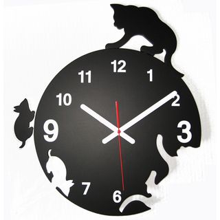 Modern Time Chaser Kitty Cat Clock