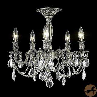 Christopher Knight Home Meilen 5 light Royal Cut Crystal And Pewter Flush Mount