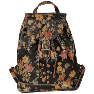 Zatchels Printed Leather Duffel Bag   Brown Floral      Womens Accessories