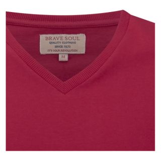 Brave Soul Mens Saint 2 Pack V Neck T Shirt   Charcoal Marl/Red      Clothing