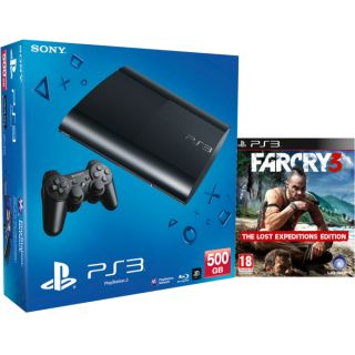 PS3 New Sony PlayStation 3 Slim Console (500 GB)   Black   Includes Far Cry 3      Games Consoles
