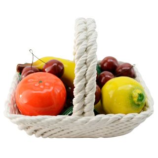 Italian Capodimonte Rectangle Fruit Basket Centerpiece
