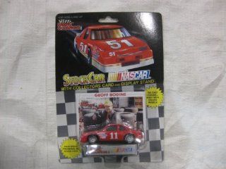 NASCAR #11 Geoff Bodine Goodyear / STP Racing Team Stock Car With Driver's Collectors Card And Display Stand. Racing Champions Black Background Red Series 51 Car Toys & Games