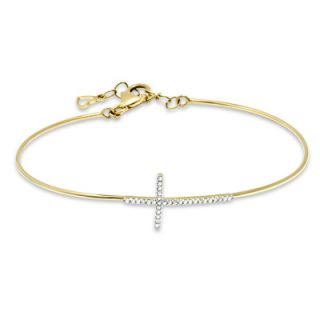 CT. T.W. Diamond Sideways Cross Bangle Bracelet in 10K Gold   7.5