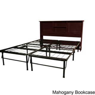 Epicfurnishings Durabed Full size Steel Foundation   Frame in one Mattress Support System With All Wood Bookcase Headboard Bed Frame Black Size Full