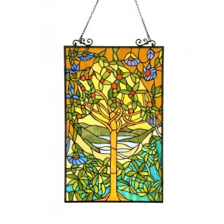 Tiffany Design Tree Of Life Stained Glass Window Panel