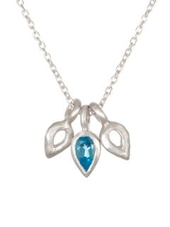 Blue CZ & Silver Petal Cluster Pendant Necklace by Satya
