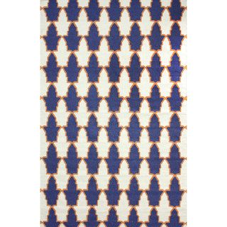 Nuloom Flatweave Modern Trellis Navy Blue Wool Rug (76 X 96)