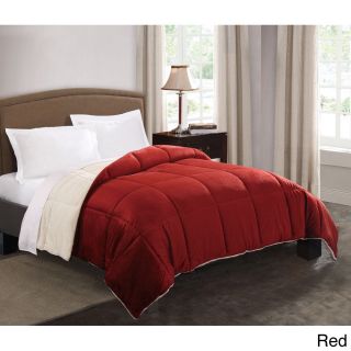 Pem America Faux Fur Reversible Down Alternative Comforter Red Size Twin