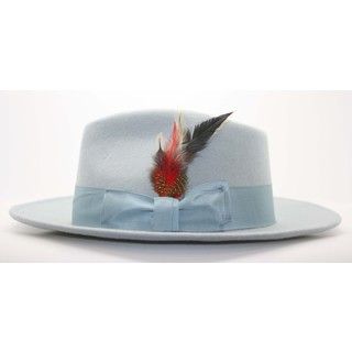 Ferrecci Mens Sky Blue Wool Fedora Hat