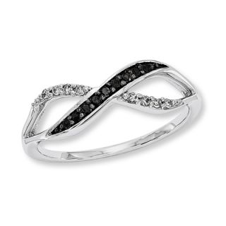 CT. T.W. Enhanced Black and White Diamond Infinity Ring in 14K