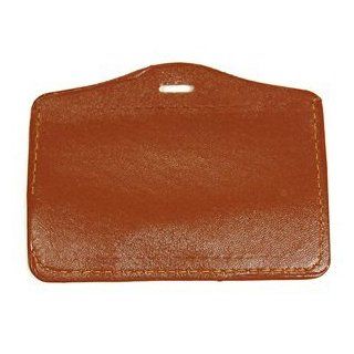 eFuture(TM) Faux Leather Business ID Badge Card Holder   Horizontal(Top Loading) with Slot and Chain Holes   Brown +eFuture's nice Keyring 