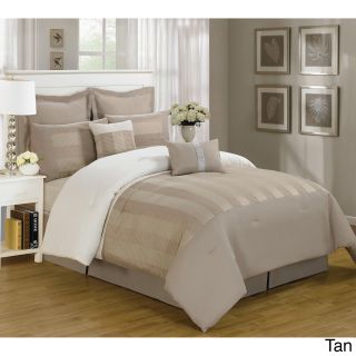 Luxury Home Harmony 8 piece Comforter Set Tan Size Queen